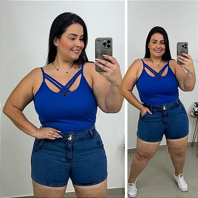 Alcinha Cruzada Azul Royal Plus Size