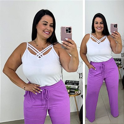Alcinha Cruzada Branca Plus Size