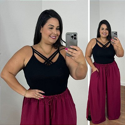 Alcinha Cruzada Preta Plus Size