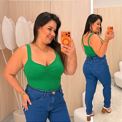 Alcinha Canelada Verde Bandeira Plus Size