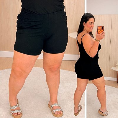 Short Malha Kd Preto Plus Size