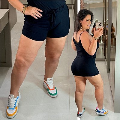 Short Malha Kd Preto Plus Size