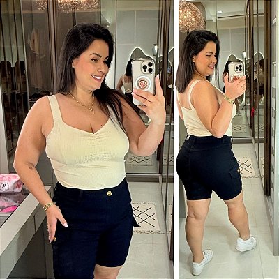 Alcinha Canelada Bege Plus Size