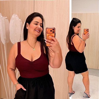 Alcinha Canelada Marsala Plus Size