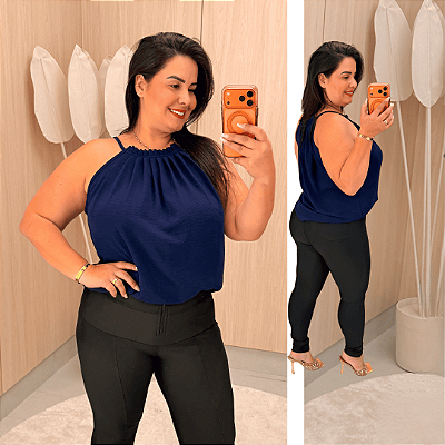 Blusa Gola Duna Azul Marinho Plus Size