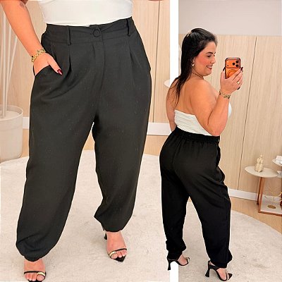 Calça Alfaiataria Lari Preto Plus Size