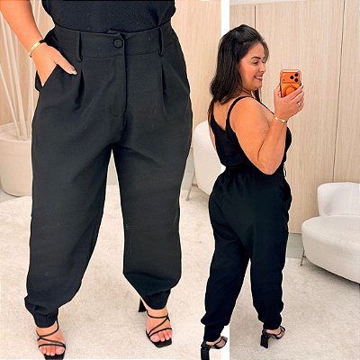 Calça Alfaiataria Lari Preto Plus Size