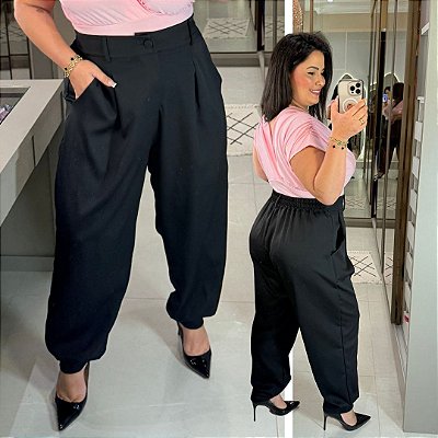 Calça Alfaiataria Lari Preto Plus Size
