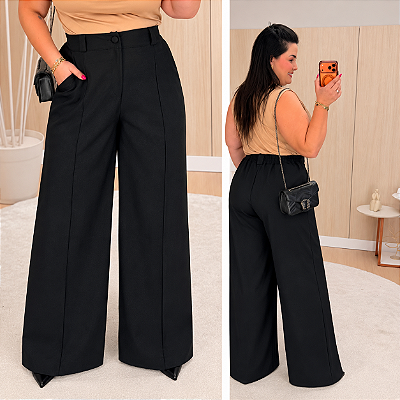 Pantalona Linhão Jussara Preto Plus Size