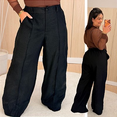 Pantalona Linhão Jussara Preto Plus Size
