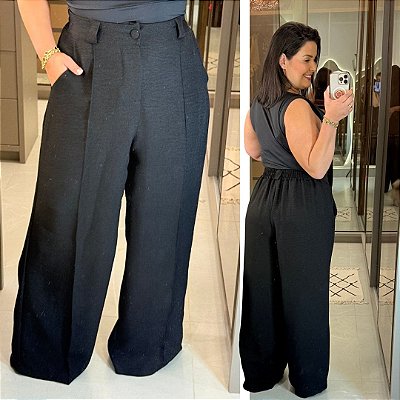 Pantalona Linhão Jussara Preto Plus Size