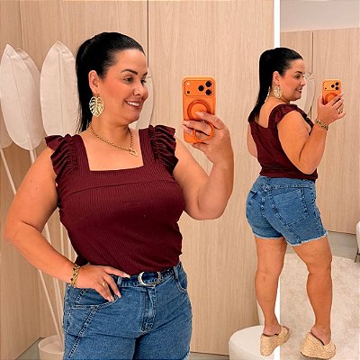 Regata Canelada Marsala Plus Size
