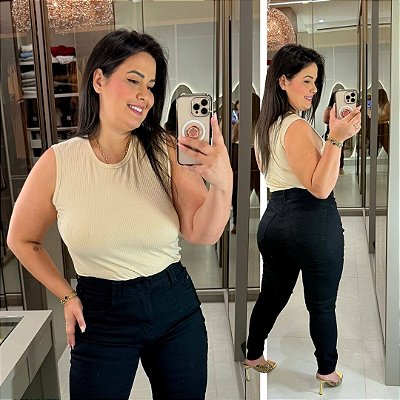 Blusa Canelada Juliete Bege Plus Size