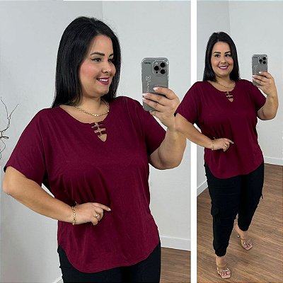 Blusa Maia Lisa Marsala Plus Size