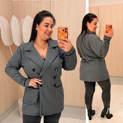 Casaco Moletom Chumbo Plus Size