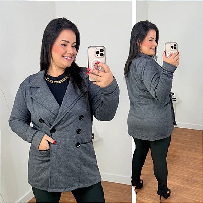 Casaco Moletom Chumbo Plus Size