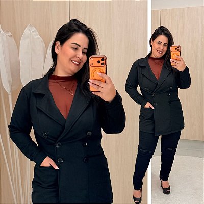 Casaco Moletom Preto Plus Size