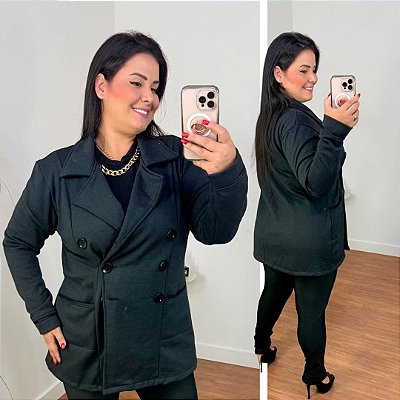 Casaco Moletom Preto Plus Size