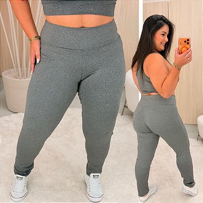 Calça Legging Suplex Cinza Plus Size