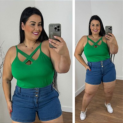 Alcinha Cruzada Verde Plus Size