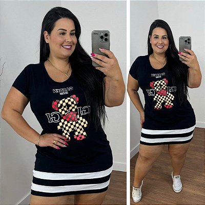 Vestido Animado Ursinho Paris Plus Size