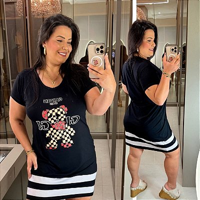 Vestido Animado Ursinho Paris Plus Size