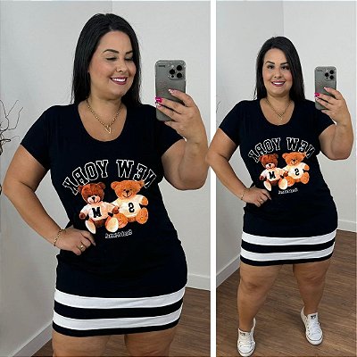 Vestido Animado Ursinho New York Plus Size