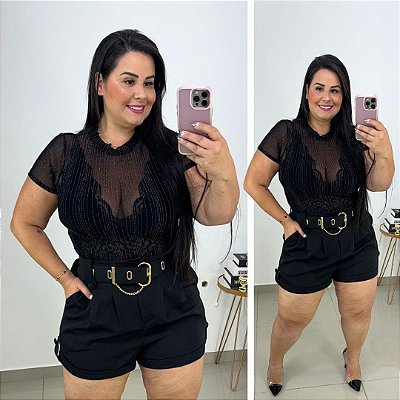 Blusa Tule Brilho Plus Size