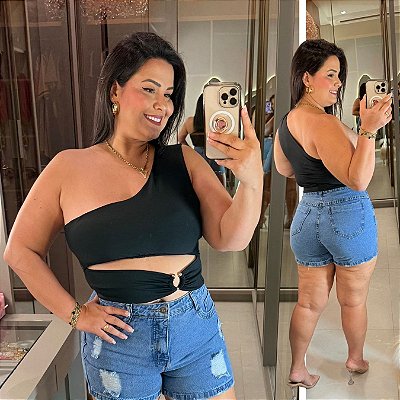 Cropped Nula Argola Vivi Preto Plus Size