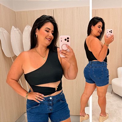 Cropped Nula Argola Vivi Preto Plus Size