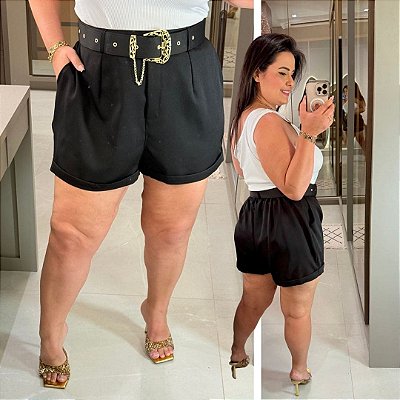 Short Alfaiataria Ayla Preto Plus Size