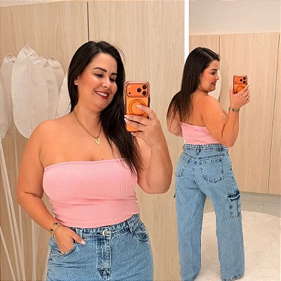 Top Faixa Lupita Rosa Plus Size