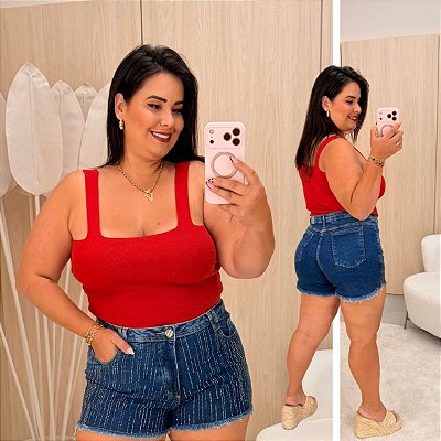 Top Alça Modal Vermelho Plus Size