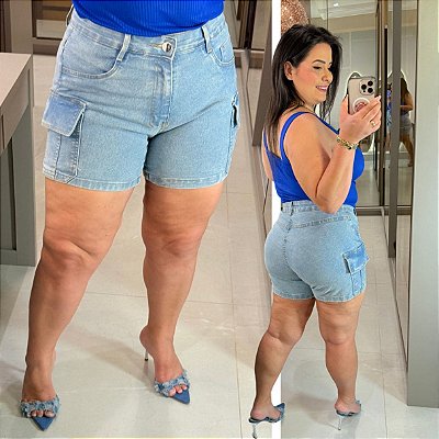 Short Jeans Pb Emily Cargo Plus Size