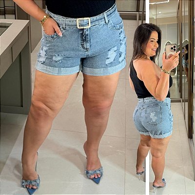 Short Jeans Awa Jane Marmorizado Plus Size