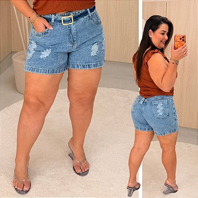 Short Jeans Awa Jane Marmorizado Plus Size