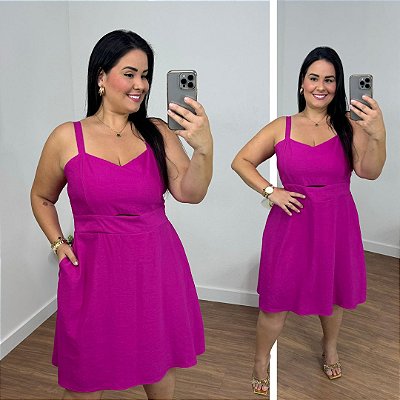Vestido Curto Hadassa Fúcsia Plus Size