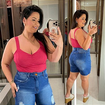 Alcinha Canelada Pink Plus Size