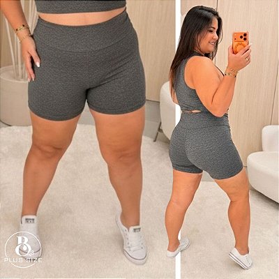 Short Suplex Curto Cinza Plus Size