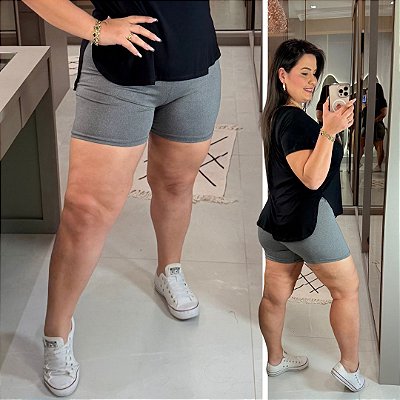 Short Suplex Curto Cinza Plus Size