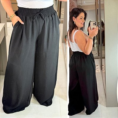 Calça Pantalona Sueli Preta Plus Size