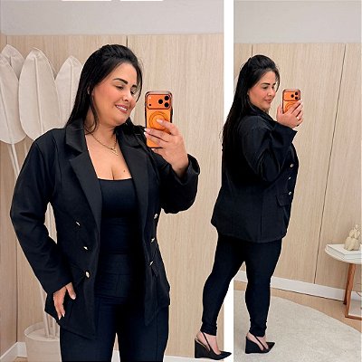 Blazer Max Célia Preto Plus Size
