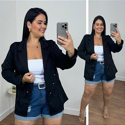 Blazer Max Célia Preto Plus Size