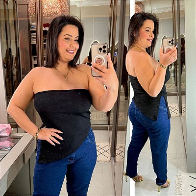 Cropped Bico Lily Preto Plus Size