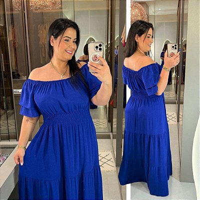 Vestido Ciganinha Mali Azul Bic Plus Size