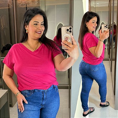 T shirt Básica Leila Pink Plus Size