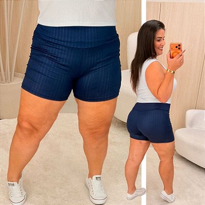 Short Cirre 3D Azul Plus Size
