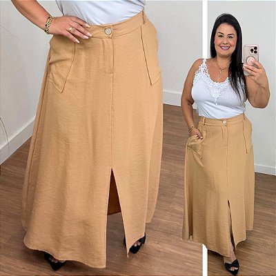 Saia Longa Daniela Bege Plus Size