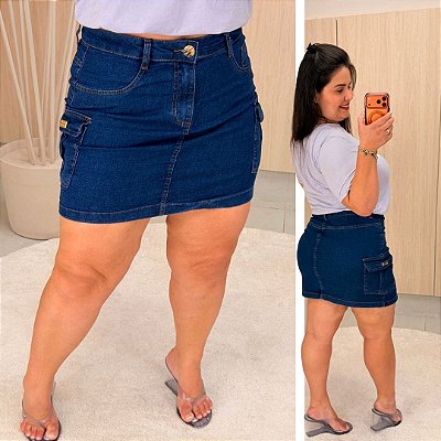 Saia Jeans Awa Clarissa Cargo Escura Plus Size