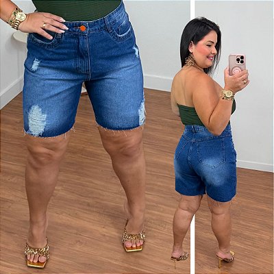 Bermuda Jeans PB Leonor Destroyed Plus Size